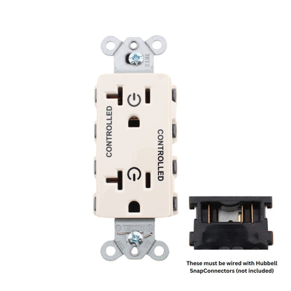 Hubbell SNAP2162C2LA SnapConnect Light Almond 20A Receptacle 2/2 Controlled