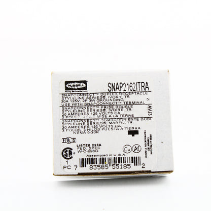 Hubbell SNAP2162ITRA Ivory 20A SnapConnect Receptacle Outlet Tamper Resistant