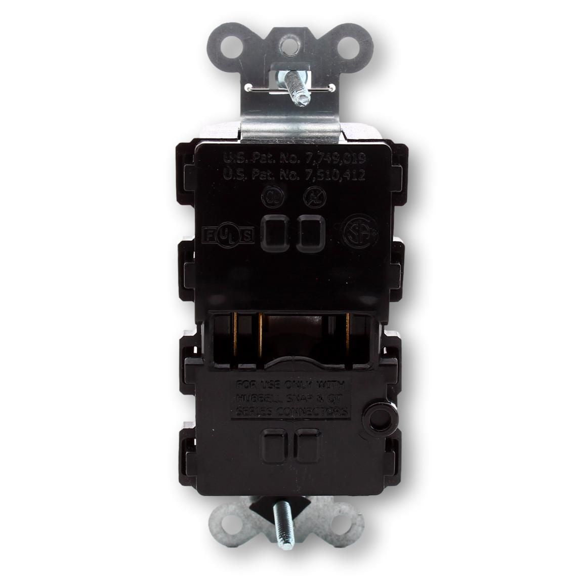 Hubbell SNAP2172BKTRA Black SnapConnect Hospital Grade TR Outlet Receptacle 15A