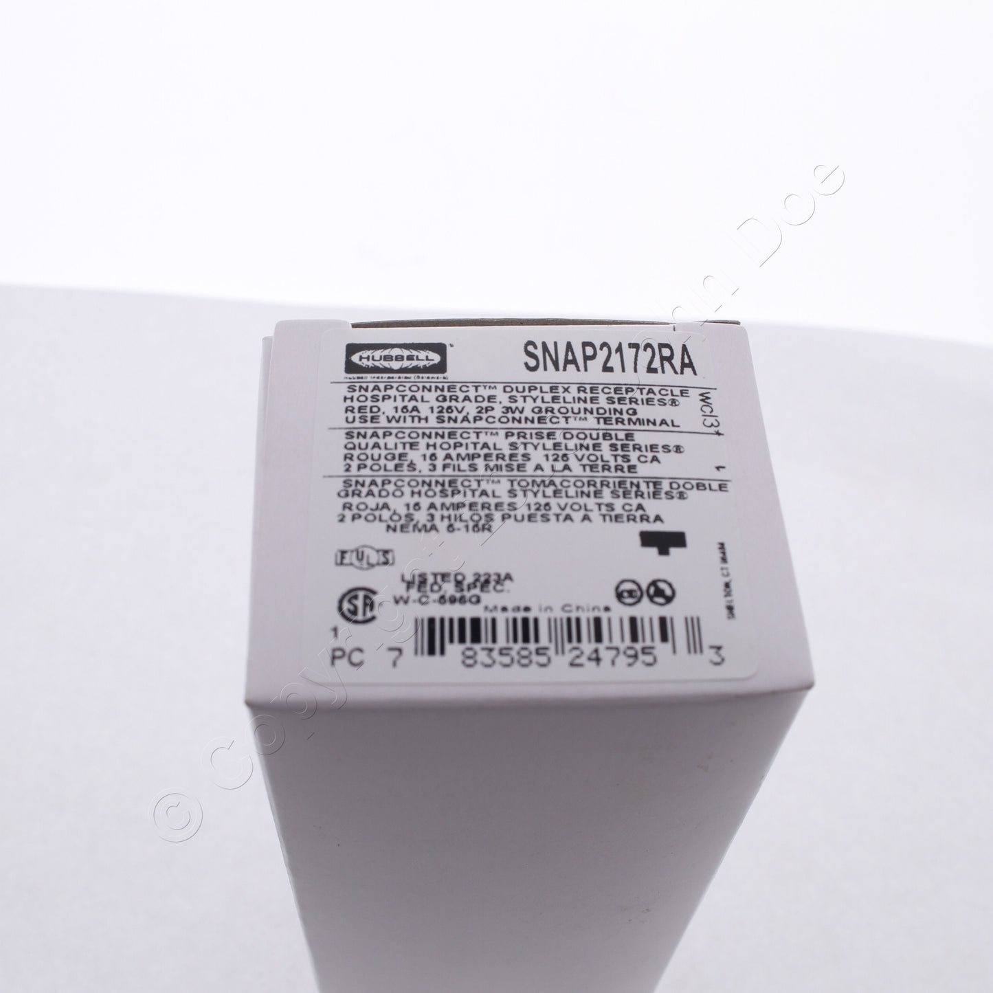Hubbell SNAP2172RA Red SnapConnect Hospital Grade Duplex Outlet Receptacle 15A