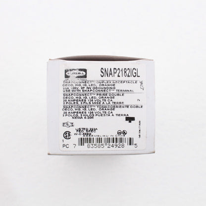 Hubbell SNAP2182IGL SnapConnect 20A Isolated Ground Hospital Outlet Receptacle