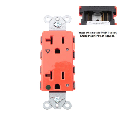 Hubbell SNAP2182IGL SnapConnect 20A Isolated Ground Hospital Outlet Receptacle