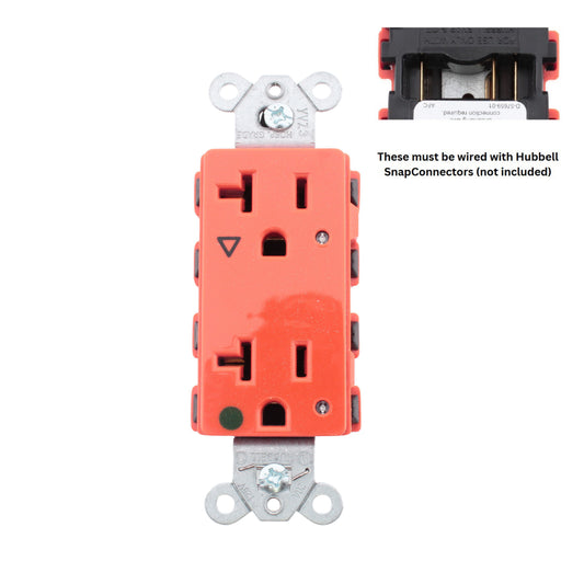Hubbell SNAP2182IGL SnapConnect 20A Isolated Ground Hospital Outlet Receptacle