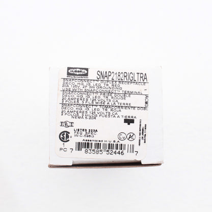 Hubbell SNAP2182RIGLTRA Red Isolated Gnd SnapConnect Hospital TR Receptacle 20A
