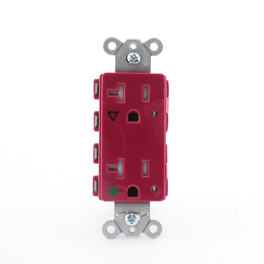 Hubbell SNAP2182RIGLTRA Red Isolated Gnd SnapConnect Hospital TR Receptacle 20A