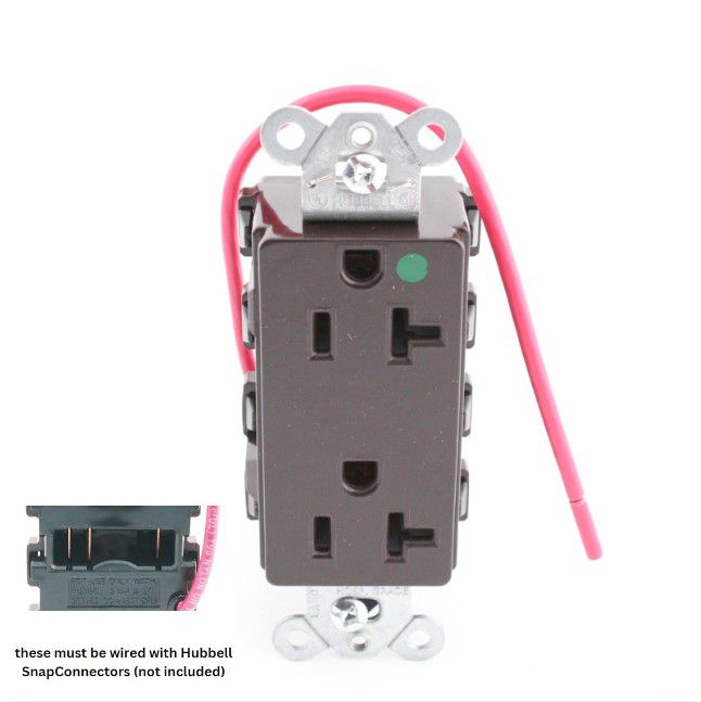 Hubbell SNAP2182SC Brown 20A SnapConnect Hospital Grade Receptacle Split Circuit