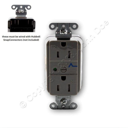 Hubbell SNAP5262GYS Gray SnapConnect SURGE Outlet Tamper Resist Receptacle 15A