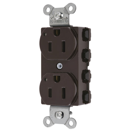 Hubbell SNAP5262L Brown SnapConnect Duplex Outlet Receptacle LED Indicators 15A