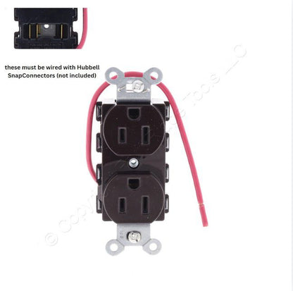 Hubbell SNAP5262SC Brown 15A SnapConnect Duplex Outlet Receptacle Split Circuit