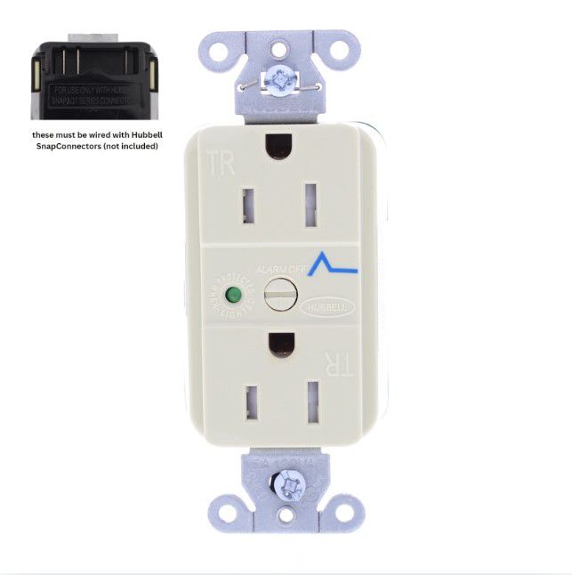 Hubbell SNAP5262IS Ivory SnapConnect SURGE Outlet Tamper Resist Receptacle 15A