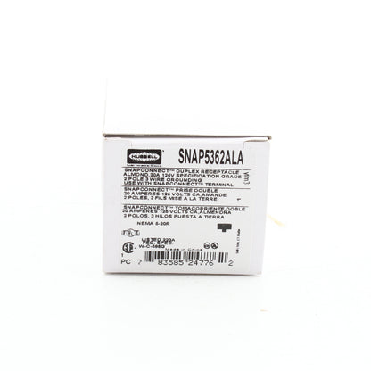 Hubbell SNAP5362ALA Almond SnapConnect Duplex Outlet Receptacle Spec Grade 20A