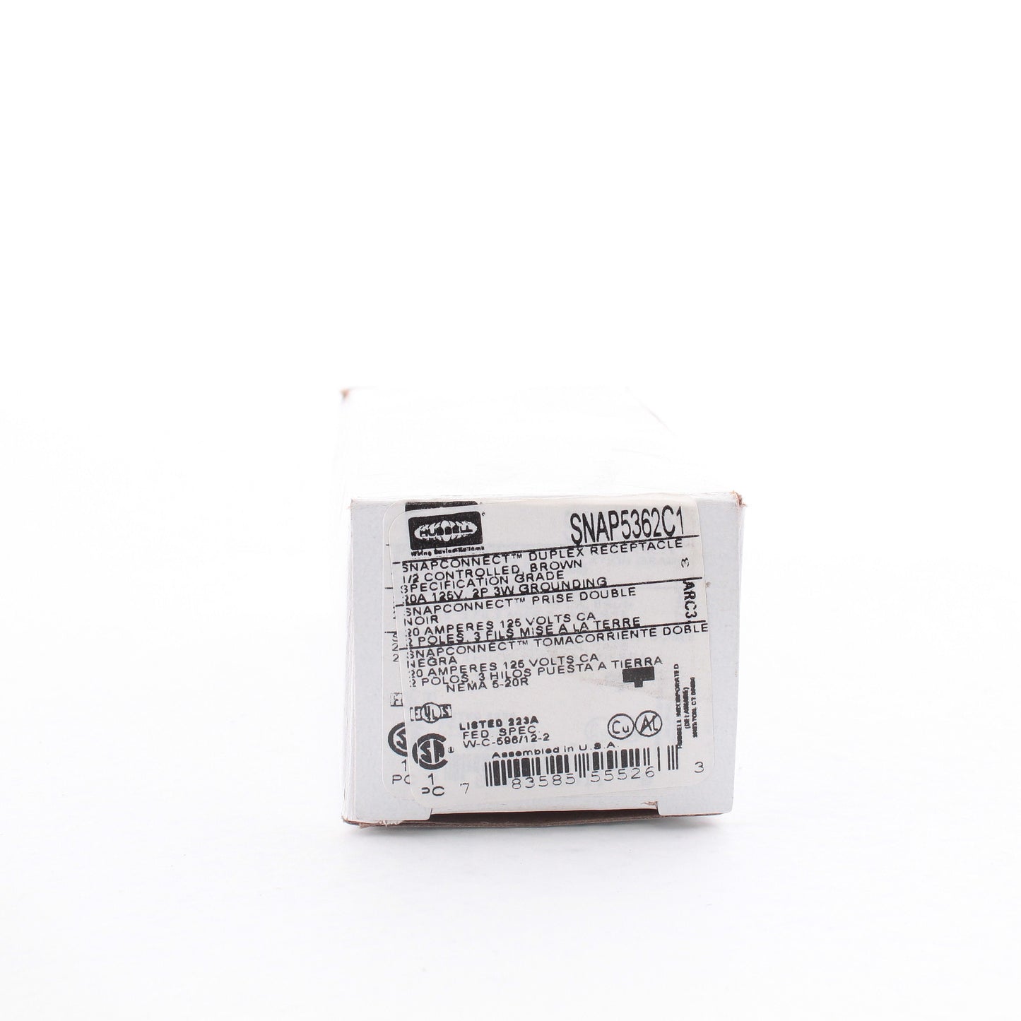 Hubbell Brown SnapConnect Receptacle 1/2 Controlled 20A Outlet SNAP5362C1
