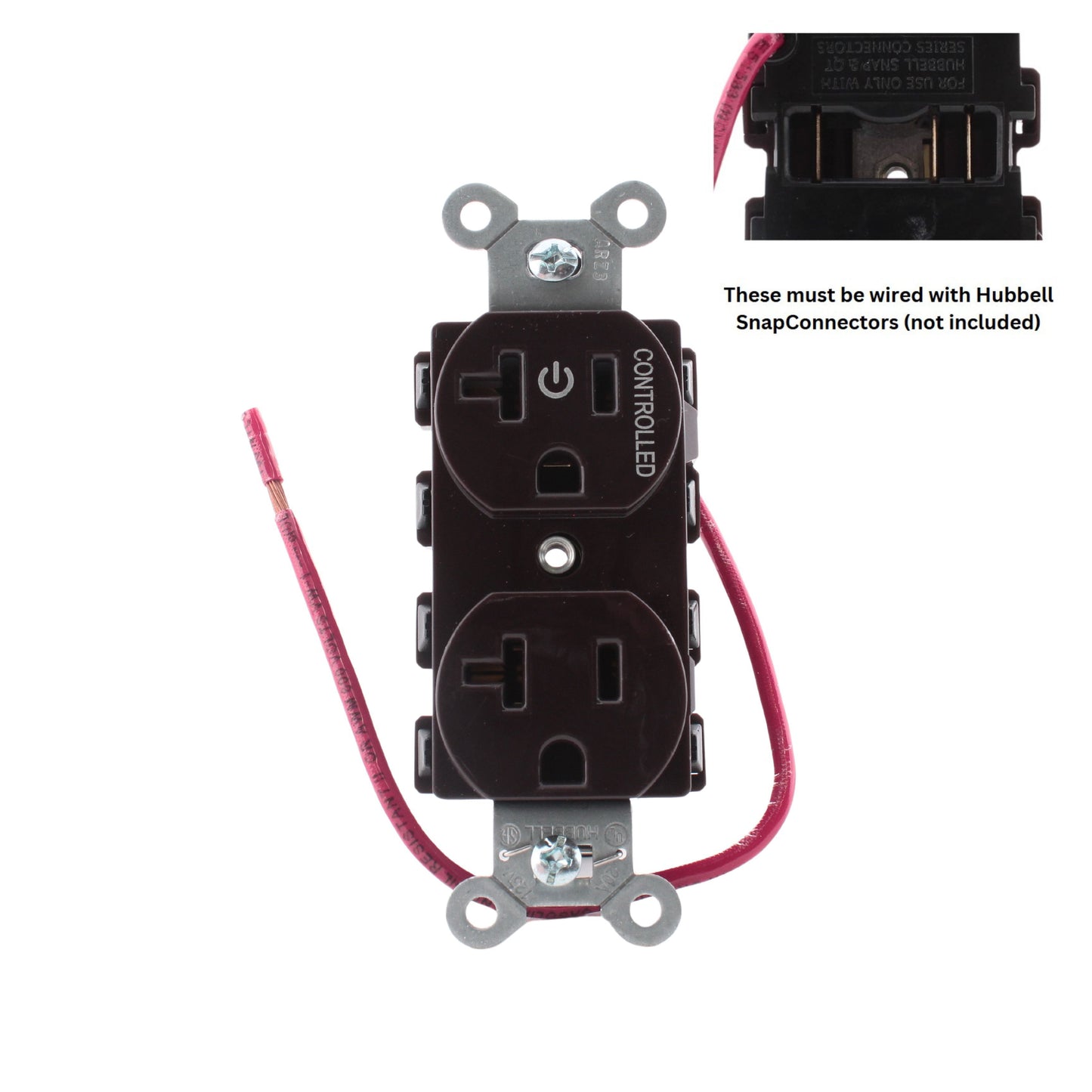 Hubbell Brown SnapConnect Receptacle 1/2 Controlled 20A Outlet SNAP5362C1