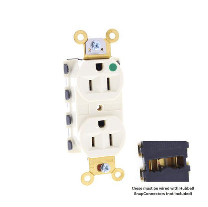 Hubbell Almond SnapConnect Hospital Grade Receptacle Outlet 15A SNAP8200ALA