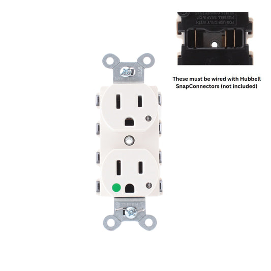 Hubbell SNAP8200LAL SnapConnect Light Almond 15A Hospital Receptacle Outlet