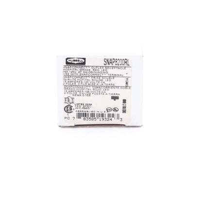 Hubbell Red SnapConnect Hospital Grade Receptacle Outlet LED 15A SNAP8200RL