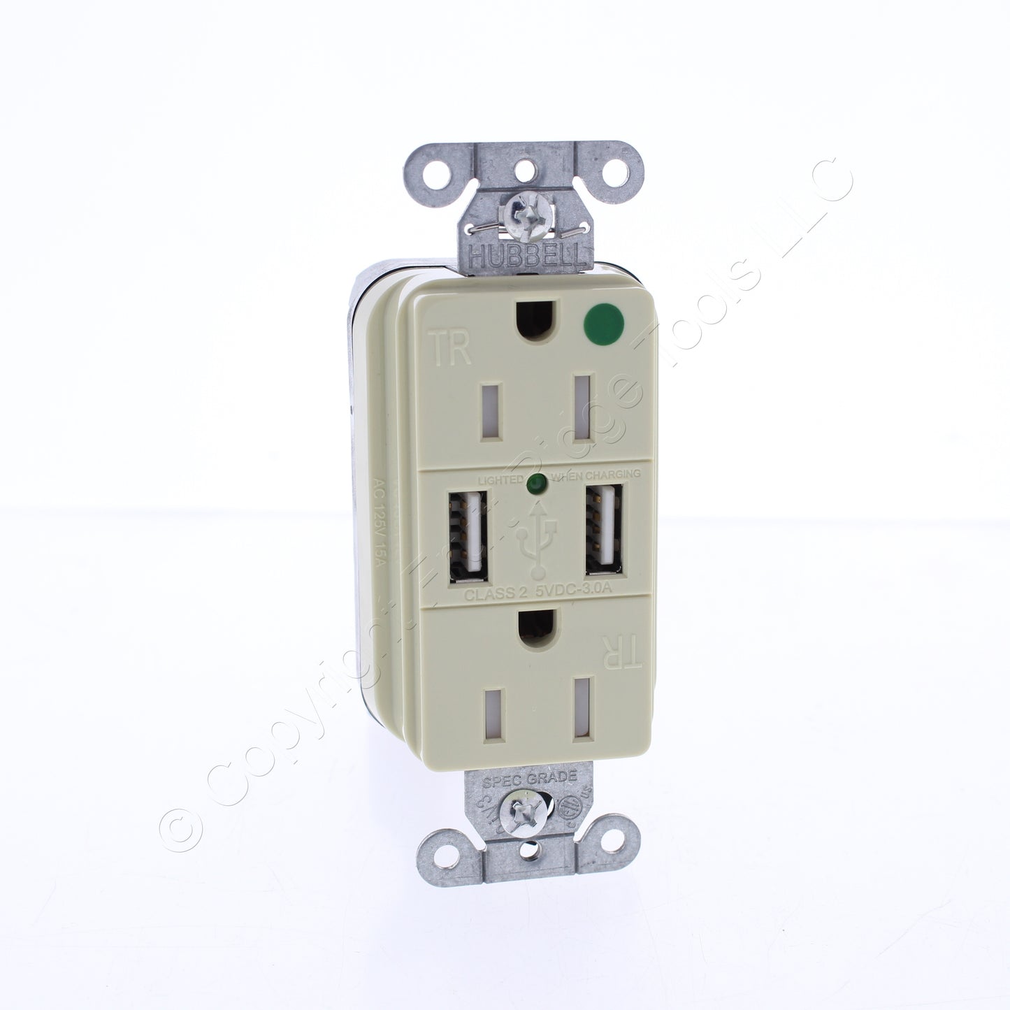 10 Hubbell Ivory Hospital Grade SnapConnect 15A TR Receptacles USB SNAP8200USBI