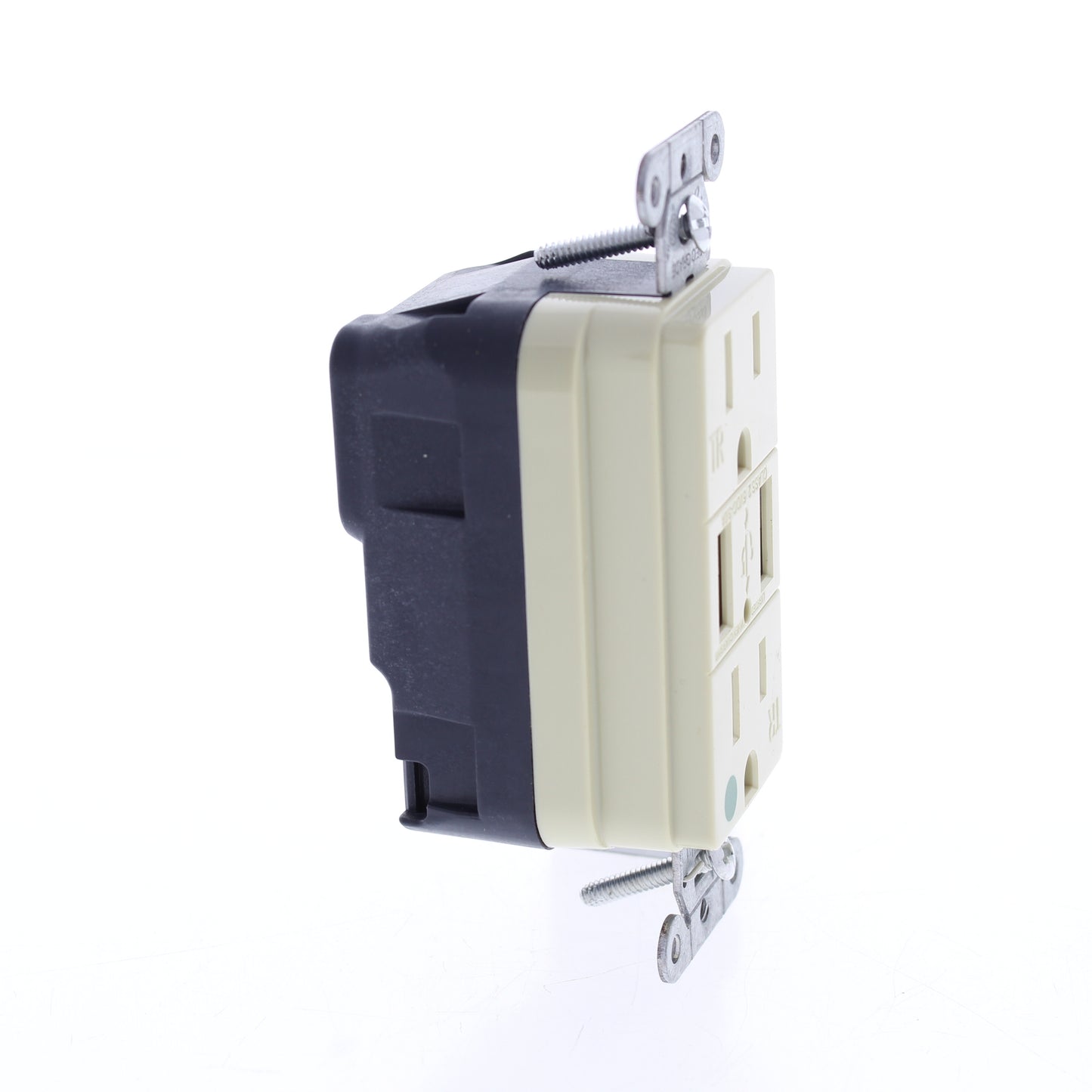 Hubbell Ivory Hospital Grade SnapConnect 15A TR Receptacle 2.0 USB SNAP8200USBI