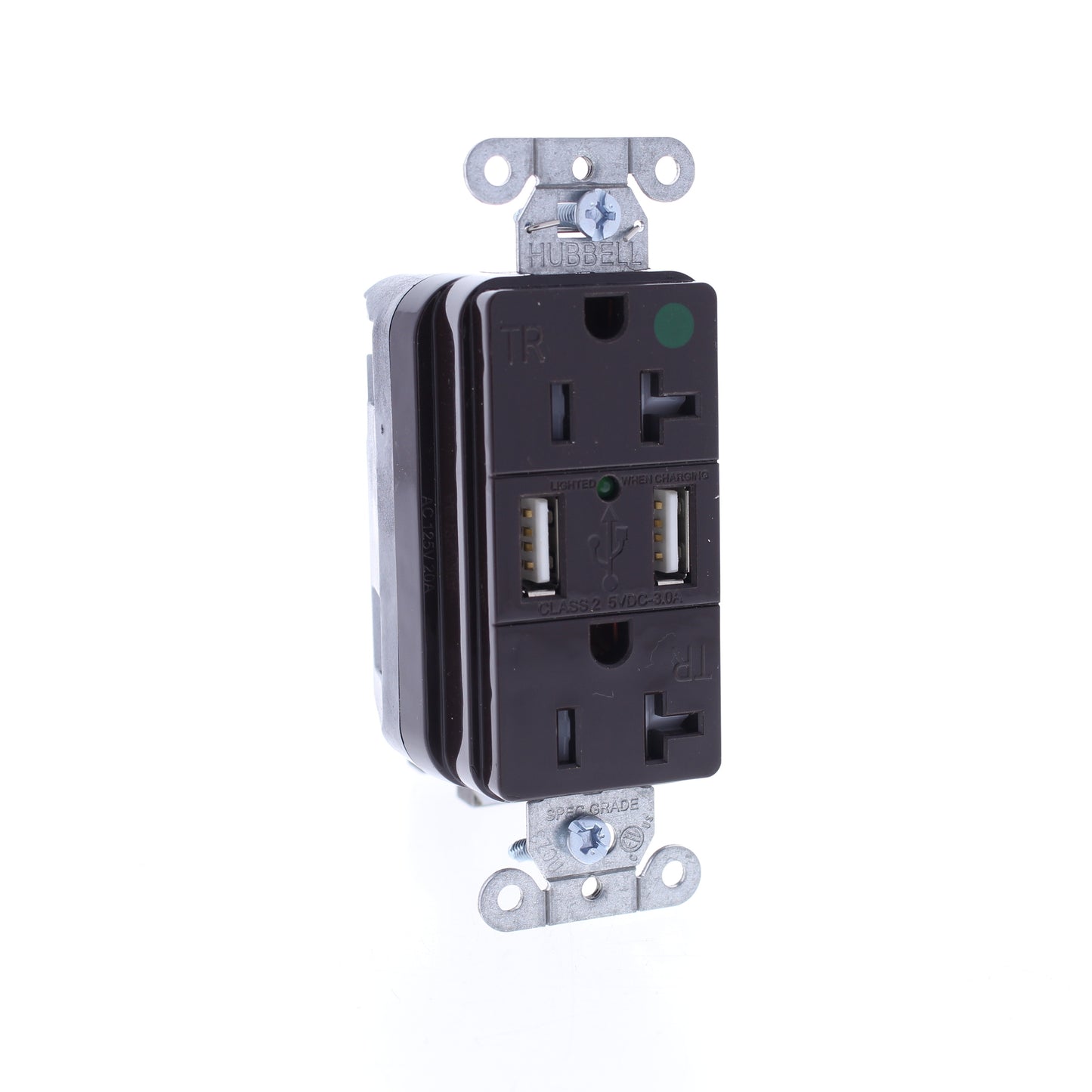 Hubbell SNAP8300USB Brown Hospital SnapConnect 20A TR Receptacles USB 10-Pack