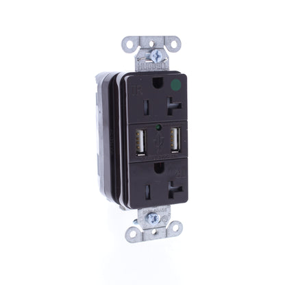 Hubbell SNAP8300USB Brown Hospital SnapConnect 20A TR Receptacles USB 10-Pack