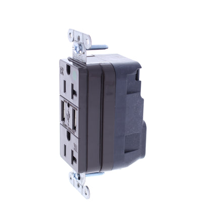 Hubbell SNAP8300USB Brown Hospital SnapConnect 20A TR Receptacles USB 10-Pack