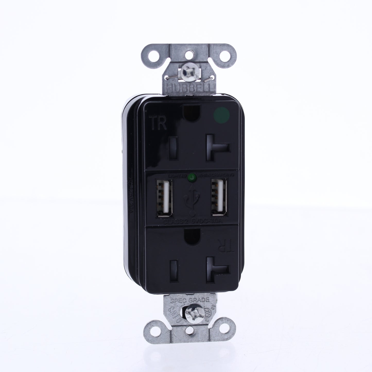 10 Hubbell Black Hospital Grade SnapConnect 20A TR Receptacles USB SNAP8300USBBK