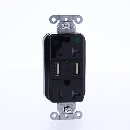 10 Hubbell Black Hospital Grade SnapConnect 20A TR Receptacles USB SNAP8300USBBK
