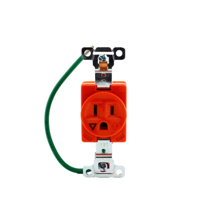 Hubbell SR15IG Orange Single Receptacle Isolated Ground Outlet 5-15R 15A 125V