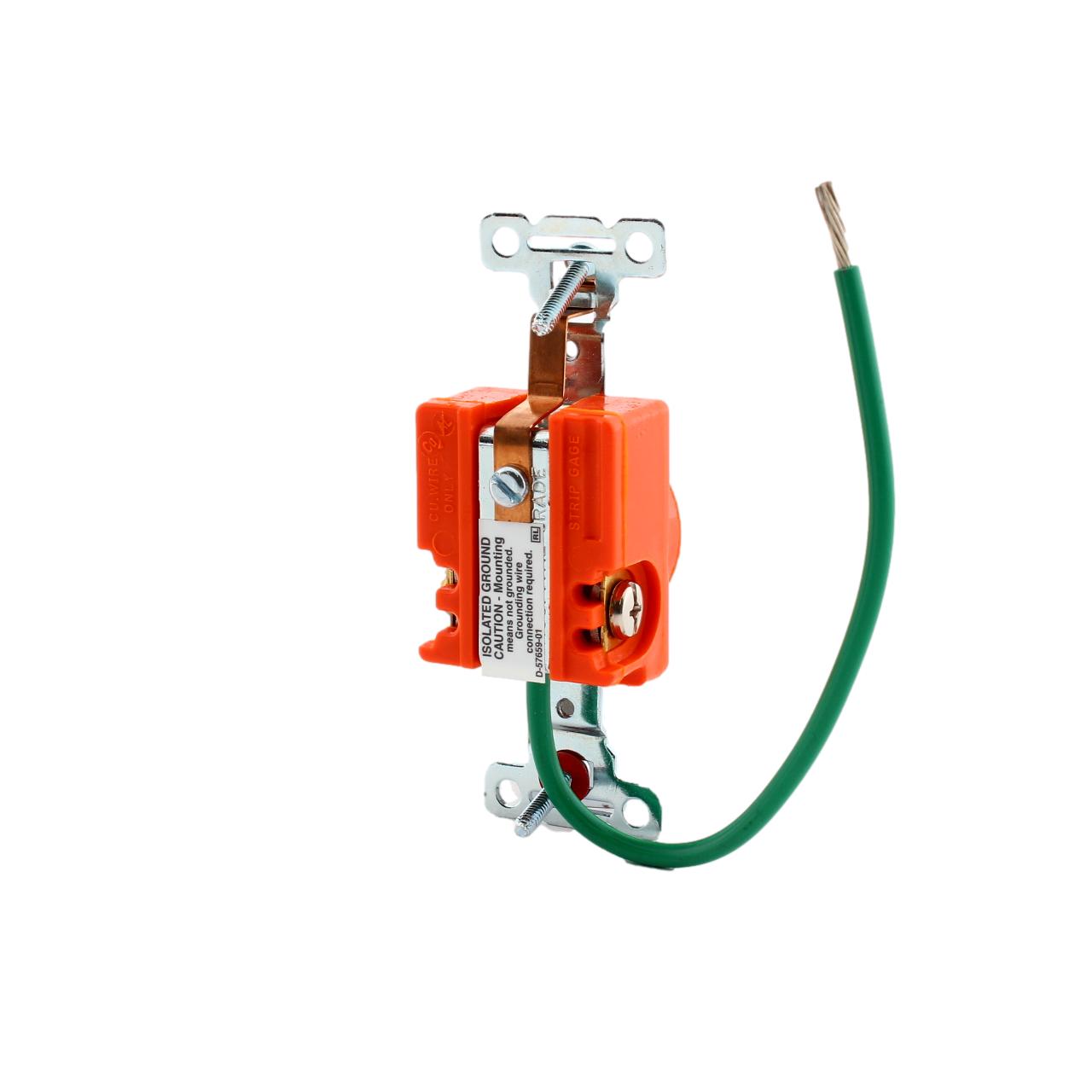 Hubbell SR15IG Orange Single Receptacle Isolated Ground Outlet 5-15R 15A 125V