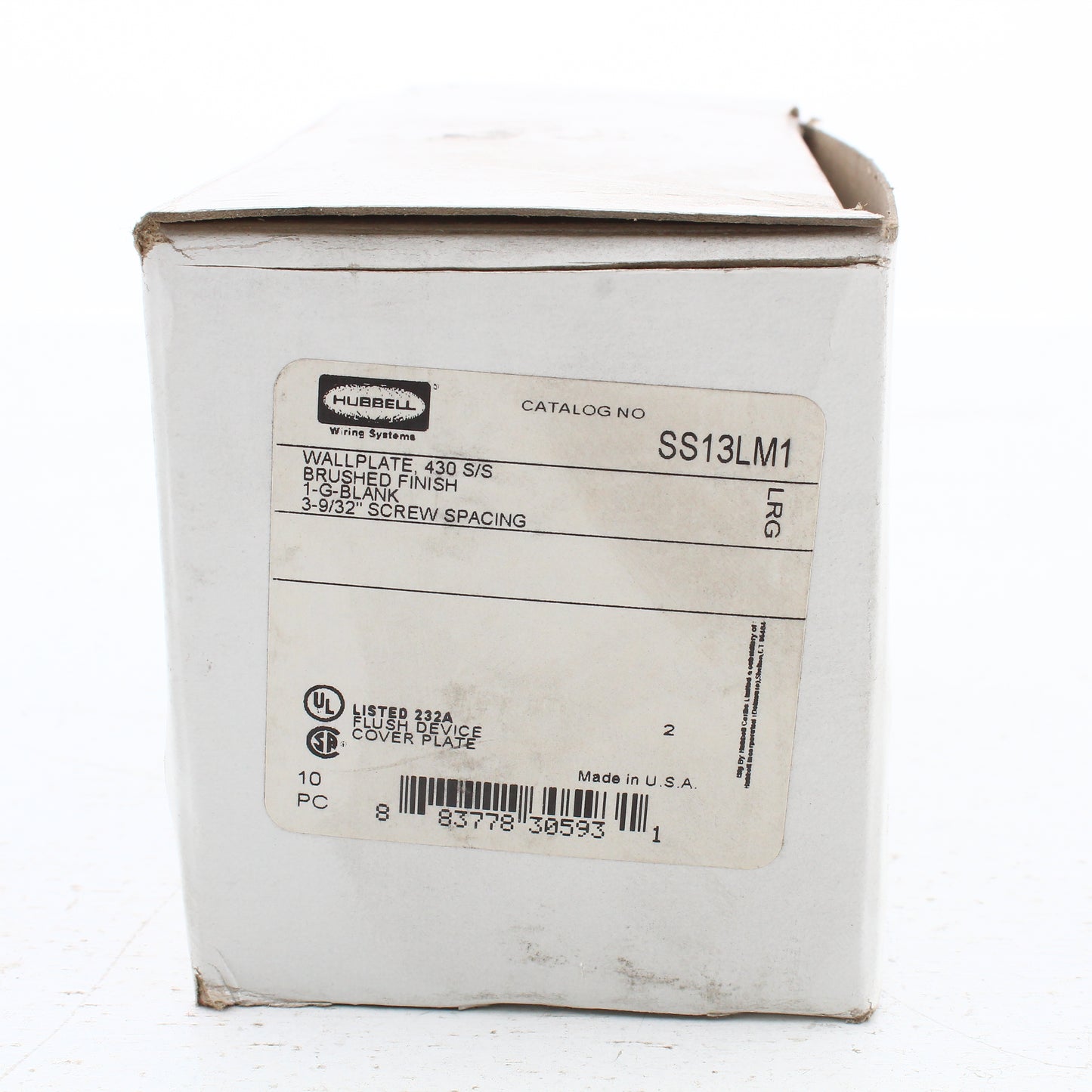 10pk Hubbell Non-Mag 3-9/32" Screw Spacing Stainless Steel Blank Covers SS13LM1