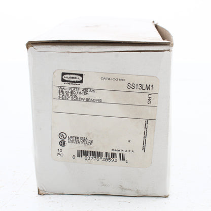10pk Hubbell Non-Mag 3-9/32" Screw Spacing Stainless Steel Blank Covers SS13LM1