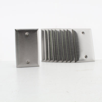 10pk Hubbell Non-Mag 3-9/32" Screw Spacing Stainless Steel Blank Covers SS13LM1