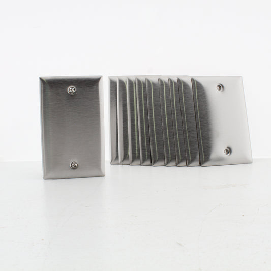 10pk Hubbell Non-Mag 3-9/32" Screw Spacing Stainless Steel Blank Covers SS13LM1