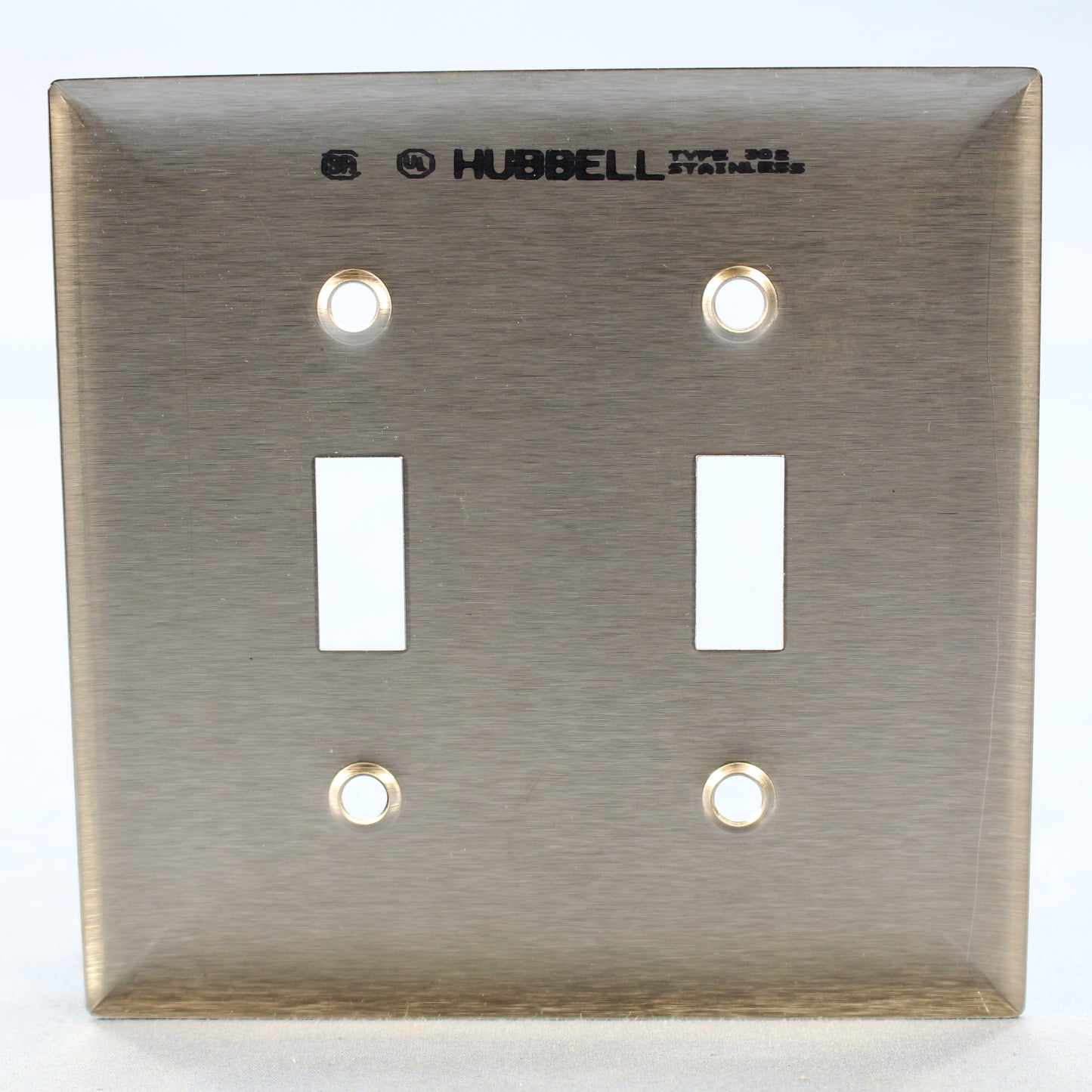 Hubbell SS2 Stainless Steel 2-Gang Toggle Switch Cover Wallplate Non-Magnetic