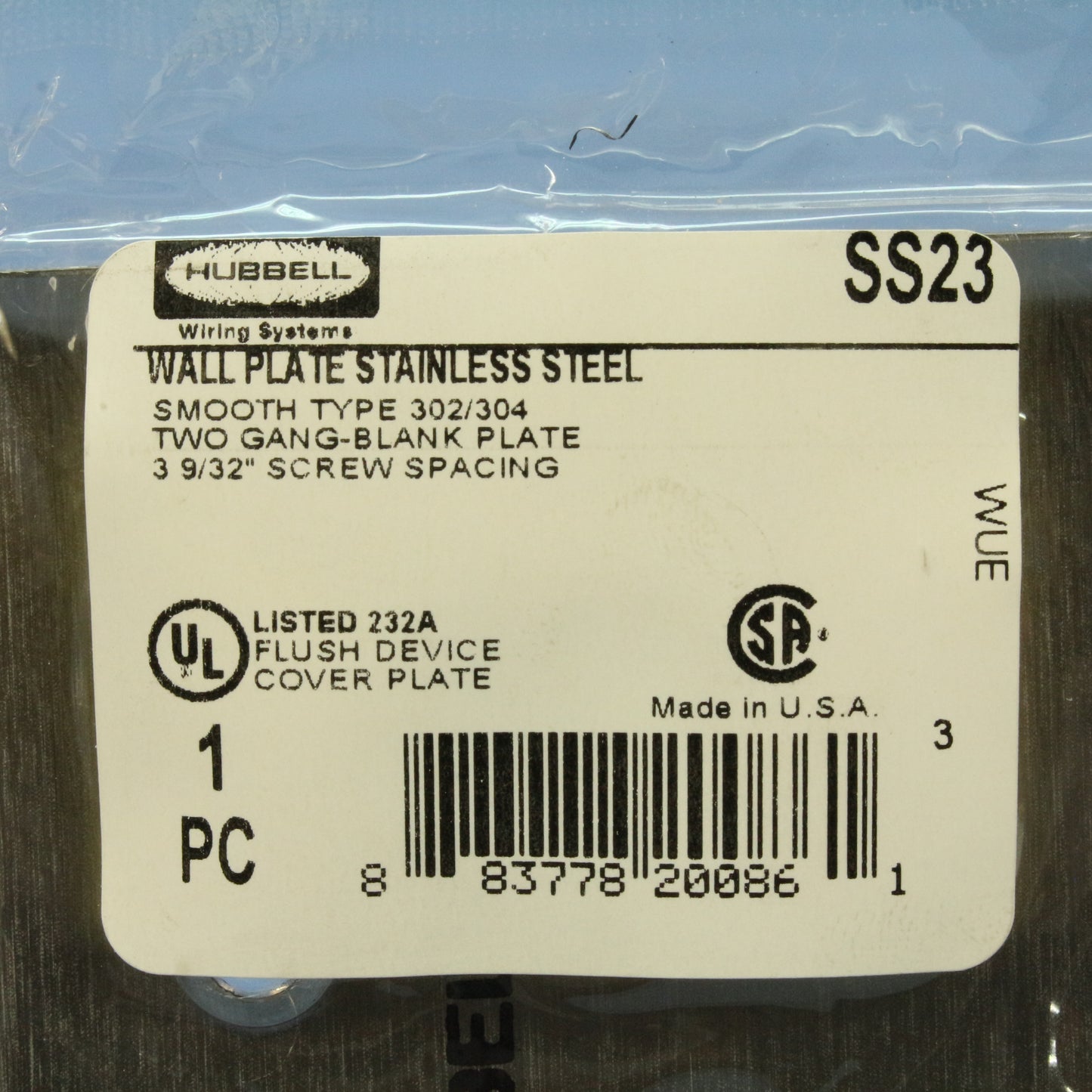 Hubbell Non-Magnetic Stainless Steel Blank Cover Wallplate Box Mount 2-Gang SS23
