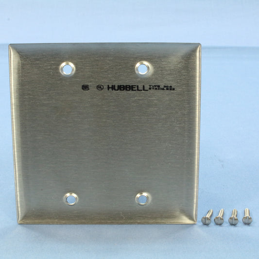 Hubbell Non-Magnetic Stainless Steel Blank Cover Wallplate Box Mount 2-Gang SS23
