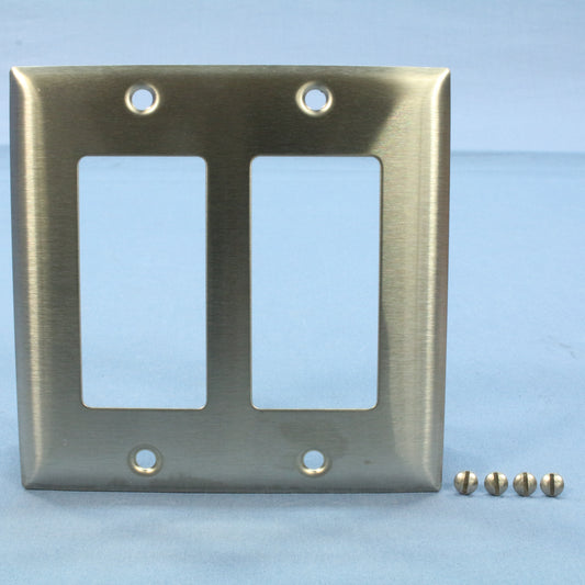 Hubbell Non-Magnetic Stainless Steel 2-Gang Decorator Wallplate Cover GFCI SS262