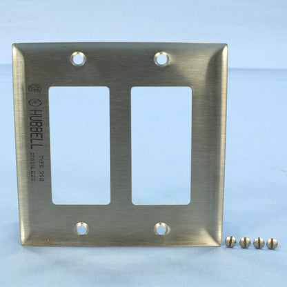 Hubbell Non-Magnetic Stainless Steel 2-Gang Decorator Wallplate Cover GFCI SS262