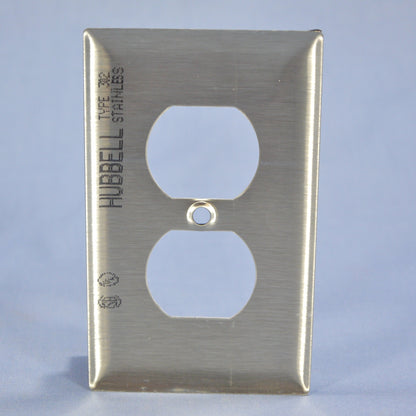 Hubbell Non-Mag 1G Stainless Steel Duplex Receptacle Wallplate Outlet Cover SS8