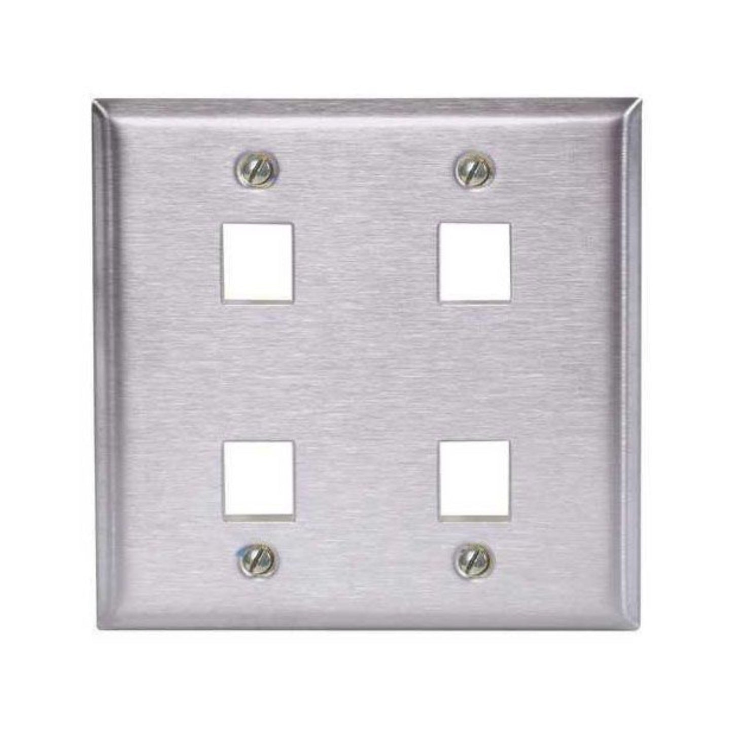 Hubbell SST2474 2-Gang 4-Jack Stainless Steel Wallplate