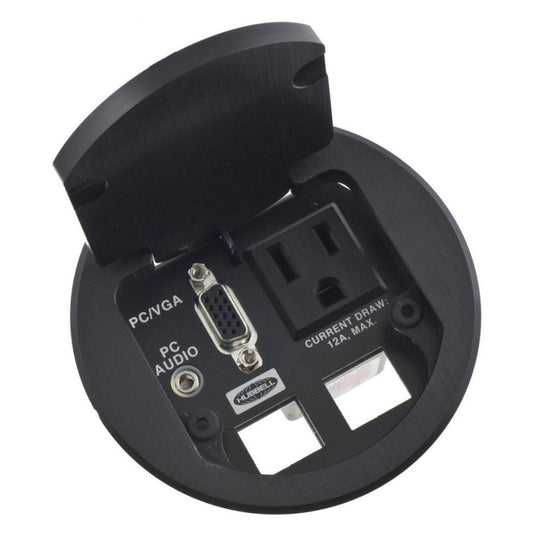 Hubbell Table Top Pre-Wired Electrical Outlet Box Audio Data Video Port TTBDS1BR