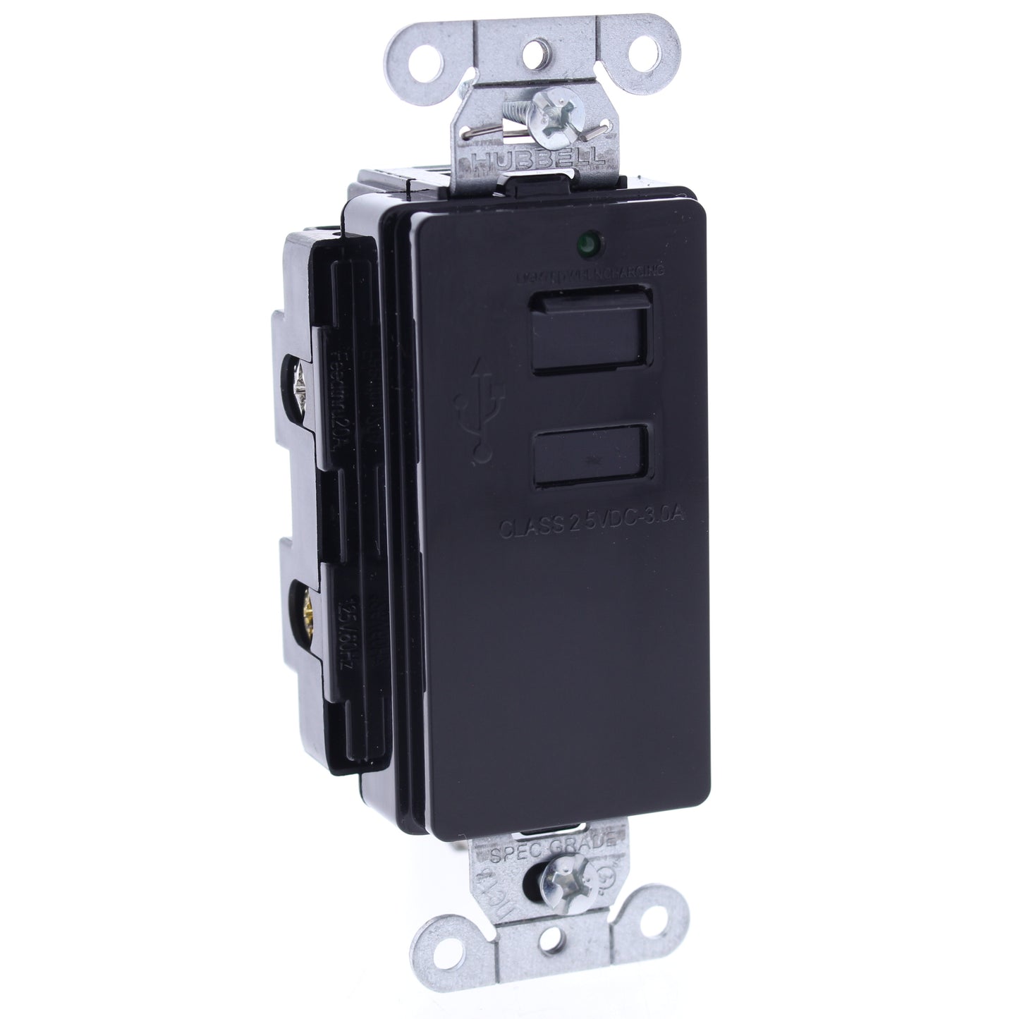 10 Hubbell Black 2-Port Charger Outlets USB-A 3A Switched Port Door! USB2BK