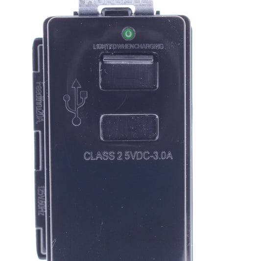 Hubbell Black 2-Port Charger Outlet USB-A 3A 5VDC Switched Port Door! USB2BK