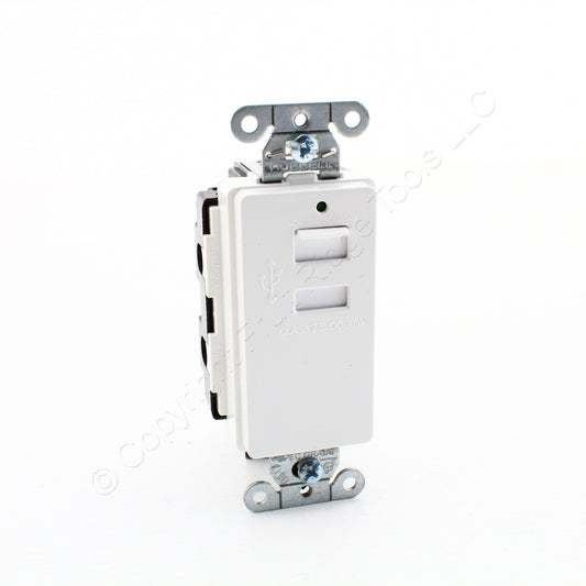 Hubbell White 2-Port Charger Outlet USB-A 3A 5VDC Switched Port Door! USB2W