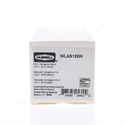 Hubbell WLAS120W White Decorator Light Switch RF Receiver Single Pole 8.3A 120V
