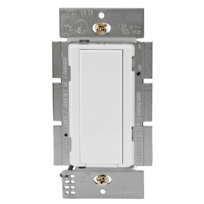 Hubbell WLAS120W White Decorator Light Switch RF Receiver Single Pole 8.3A 120V