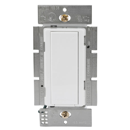 Hubbell WLAS120W White Decorator Light Switch RF Receiver Single Pole 8.3A 120V