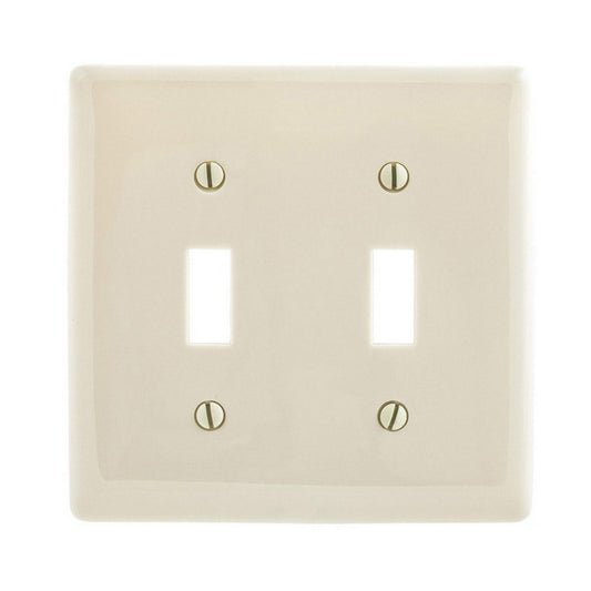 Hubbell WP2LAZ Lt Almond 2-Gang Toggle Switch Plastic Standard Wallplate Cover