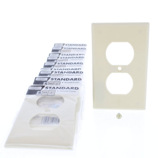 Hubbell WP8I10Z Ivory 1-Gang Duplex Outlet Unbreakable Standard Wallplates 10pcs