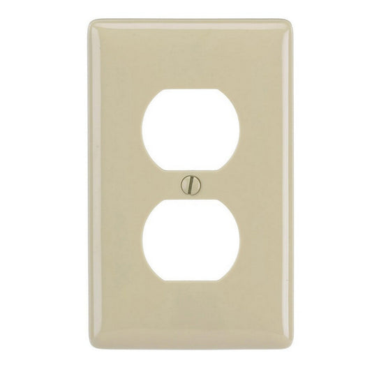 Hubbell WP8IZ Ivory 1-Gang Duplex Outlet Plastic Standard Wallplate Cover Plate